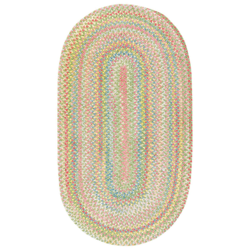 Aaru Hand Braided Cotton Light Green, Oval 5' x 8'
