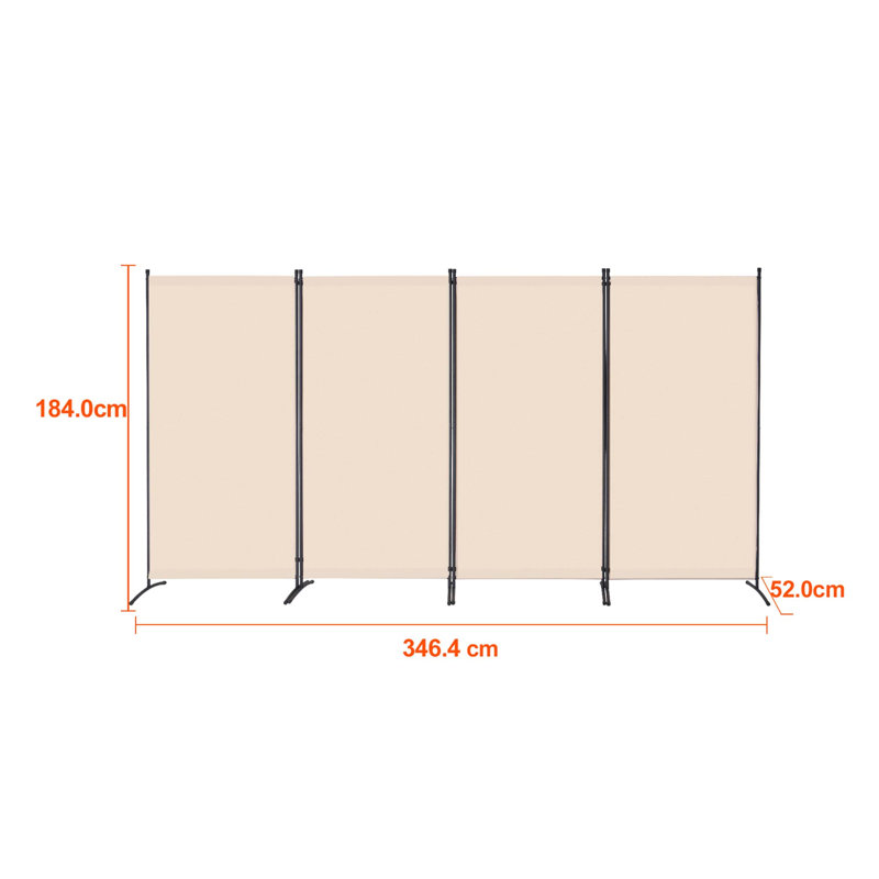 Paravent pliable à 4 panneaux, écran de confidentialité portable pour bureau et maison, beige, résistant et imperméable