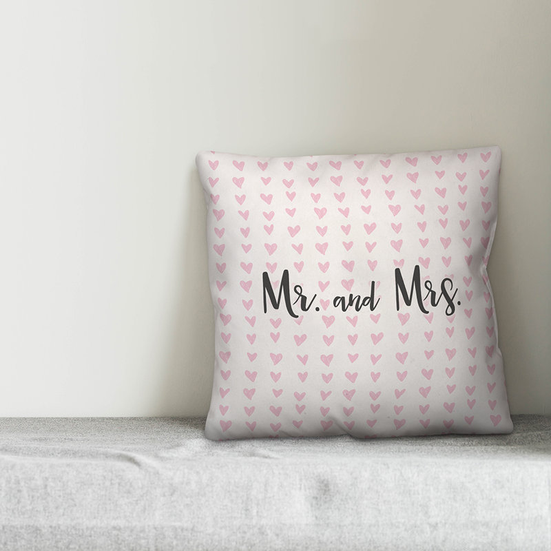 Coussin décoratif à motif M. et Mme en cœur, Housse de coussin