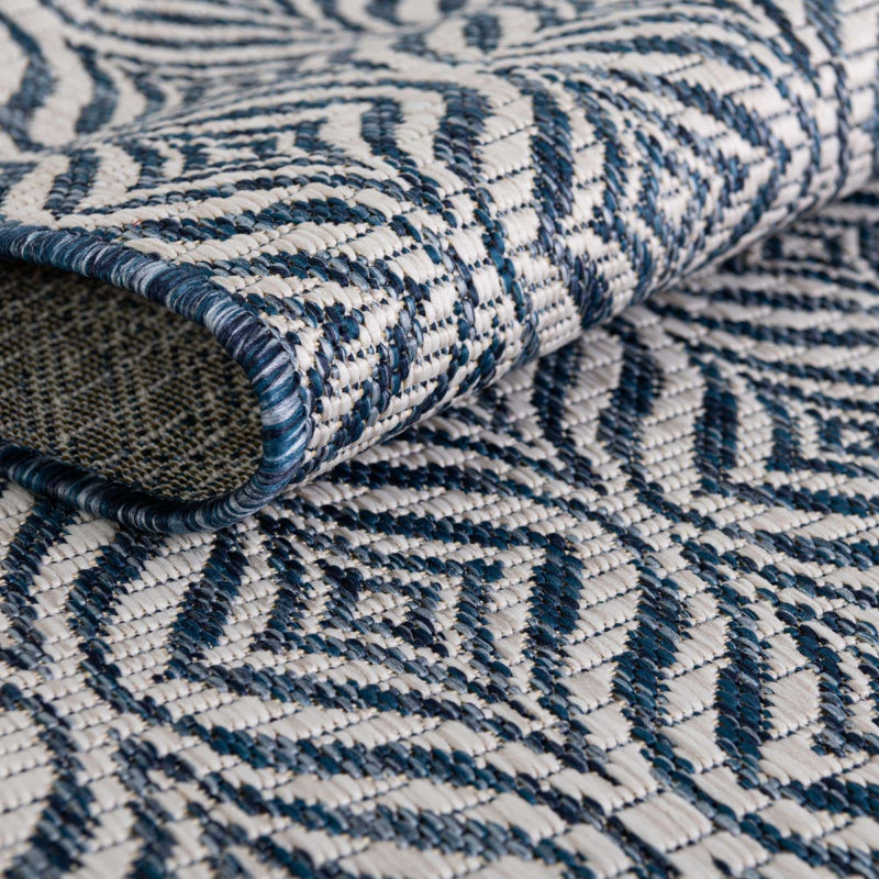 Outdoor Preen Area Rug Stone Blue Color, Rectangle 5' x 8'