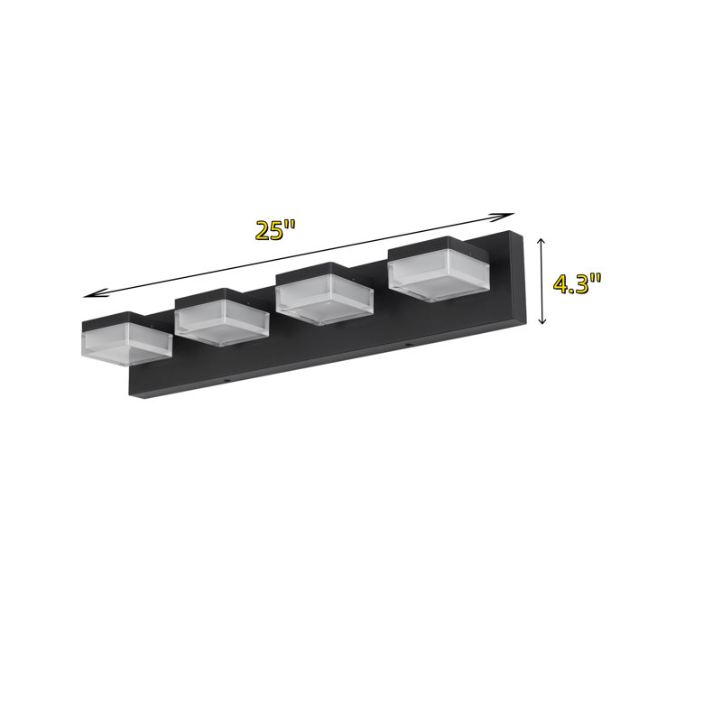 Luminaire de salle de bain moderne à 4 lumières avec miroir noir, Quatre lumières