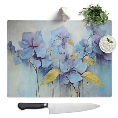 Hydrangea Abstract  Glass Chopping Board