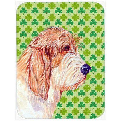 Caroline's Treasures Shamrock Lucky Irish Petit Basset Griffon Vendeen Glass Cutting Board