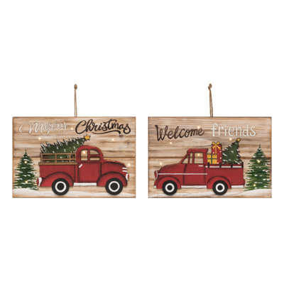 Ensemble de 2 boîtes décoratives murales pour arbre de Noël en bois 11,02 po 