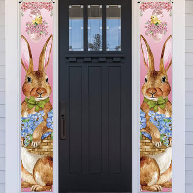 FARMNALL Easter Door CoverBunny Egg Rabbit Decor Daisy Decorations Door  Banner Farmhouse Holiday Decor Pattern Easter Season Supplies for Home  Office