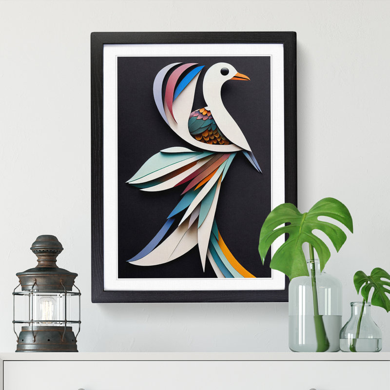 FRM-V0523-237X Bird Conceptual 1 Piece Single Picture Frame Wall Art, 34cm H x 25cm W x 2cm D, Black Framed