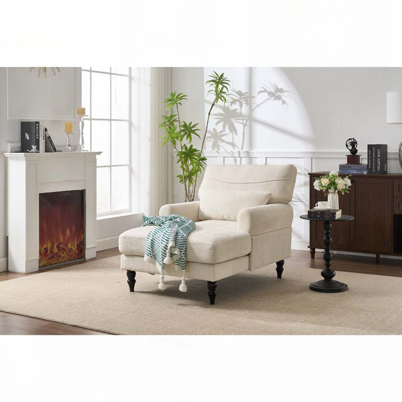 Chaise longue d'intérieur rembourrée, Blanc