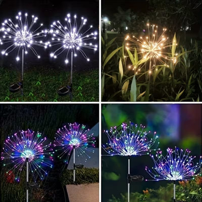 Guirlande lumineuse solaire à effet feu d'artifice, ensemble de 6, 120 DEL, 8 modes, multicolore, étanche, à planter, pour jardin, pelouse, allée, arbre, mariage et fêtes.