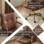 Chaise de bureau haut de gamme en similicuir brun avec accoudoirs rembourrés et siège rembourré pivotant de 23,2 po de largeur-1690942805