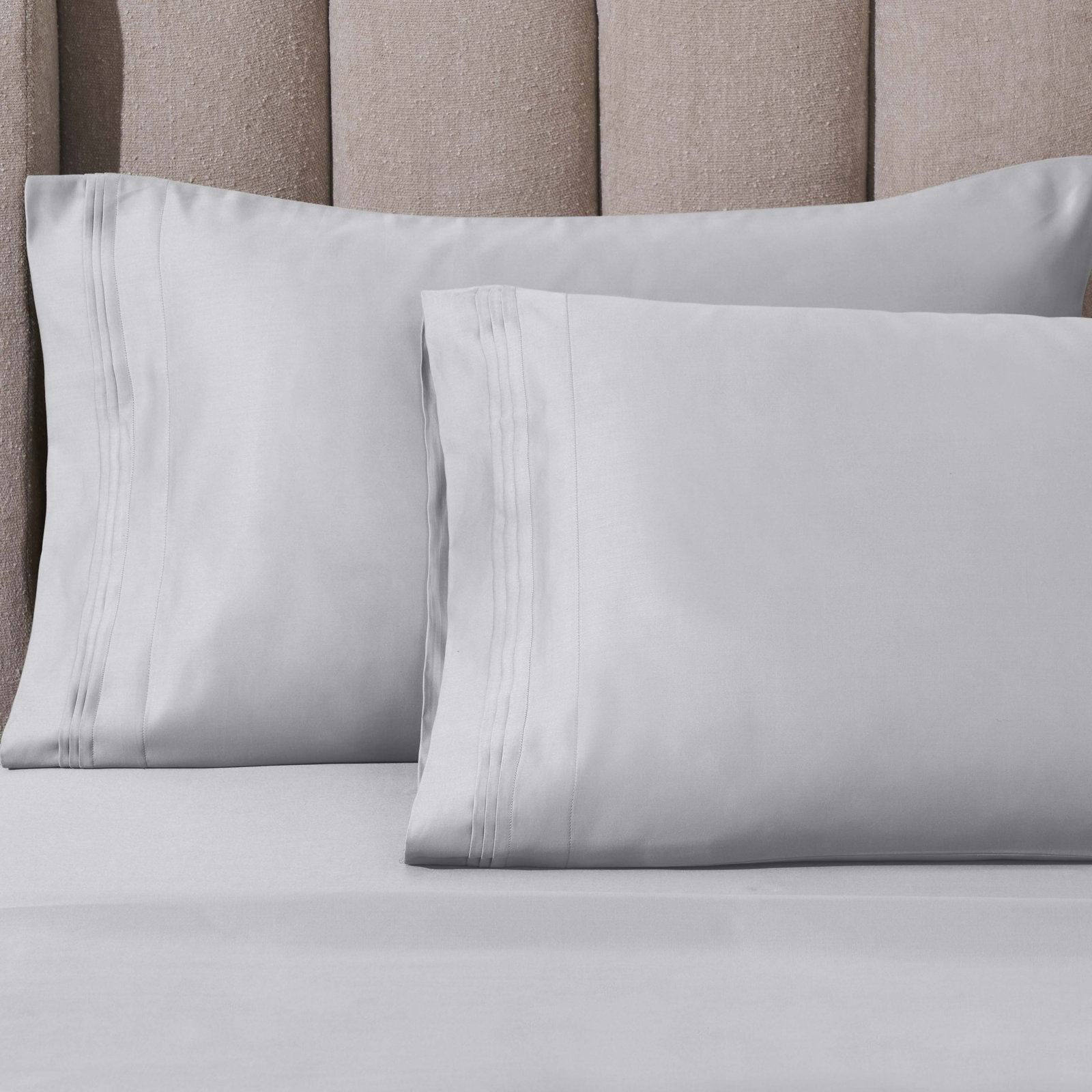 Arling Cotton Pillowcase, Standard Pillowcase, Platinum
