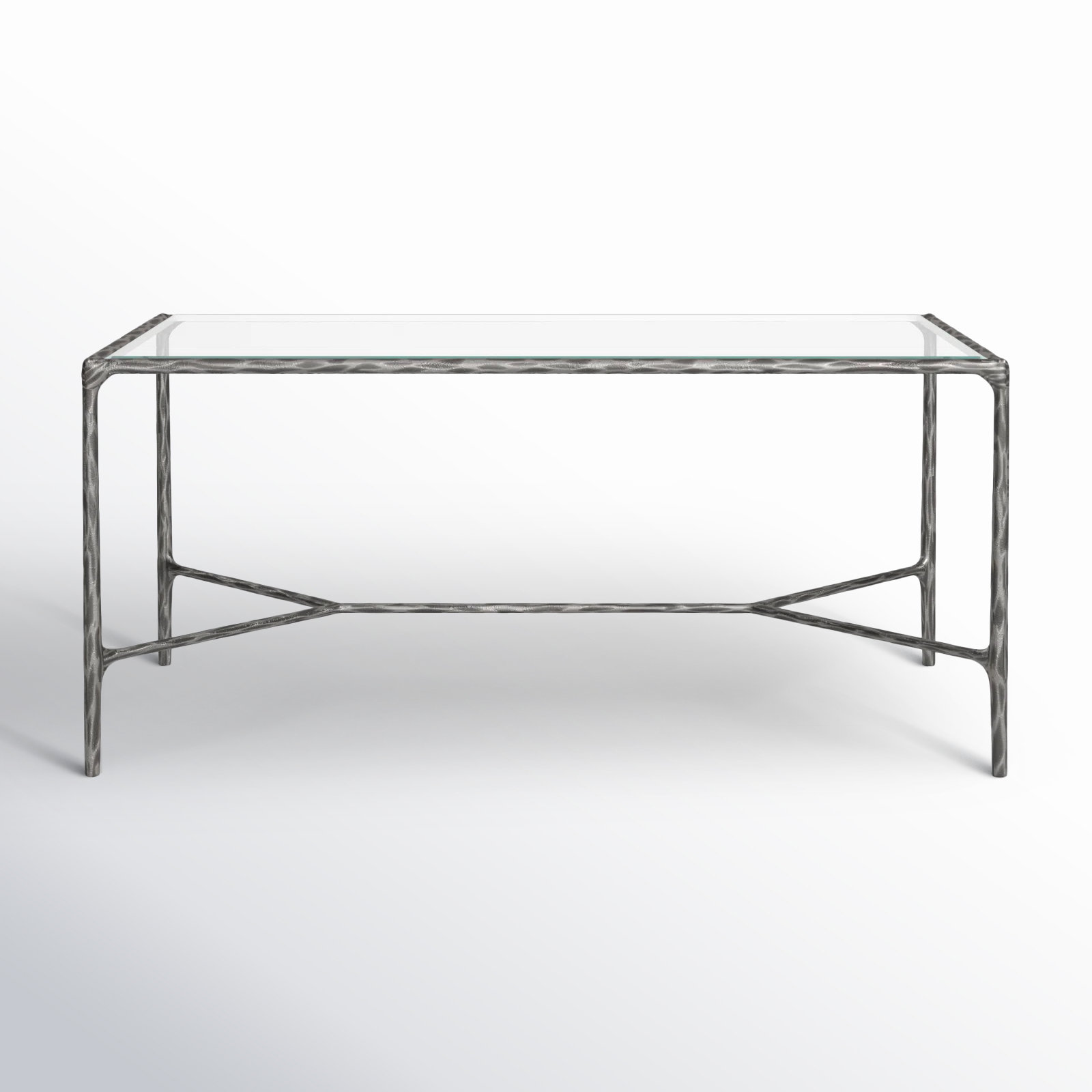 Evelynn 40" Glass Coffee Table, Silver, Clear