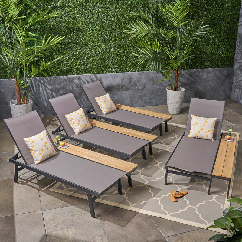 Ensemble de chaises longues inclinables avec table Absinthe