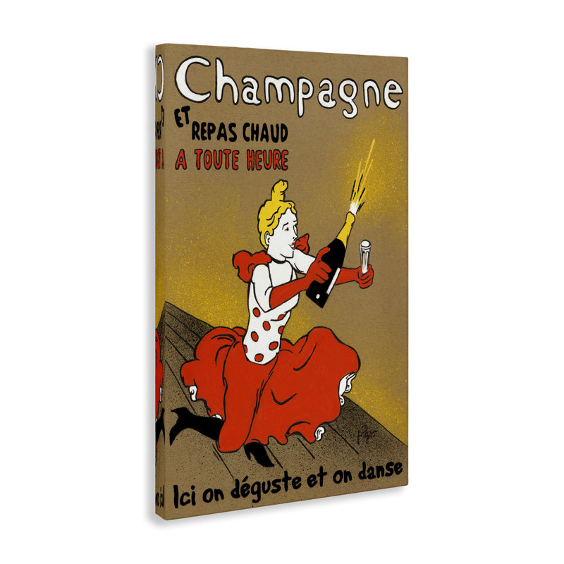 Art mural sur toile «Antique Champagne Bottle & Woman» par Jean-Pierre Got, H 24 po x l 16 po