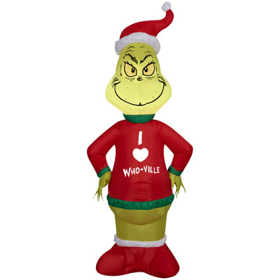 Christmas Inflatable Grinch in Who Ville Sweater