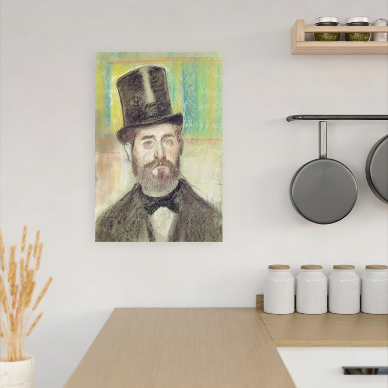 Homme au chapeau d'opéra - Portrait impressionniste abstrait contemporain - Estampe d'architecture murale, H 18 po x l 12 po