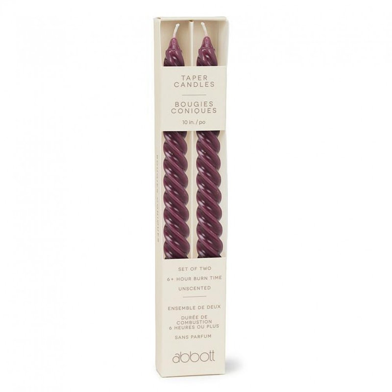 Ensemble de 2 bougies en spirale serrées, Mauve
