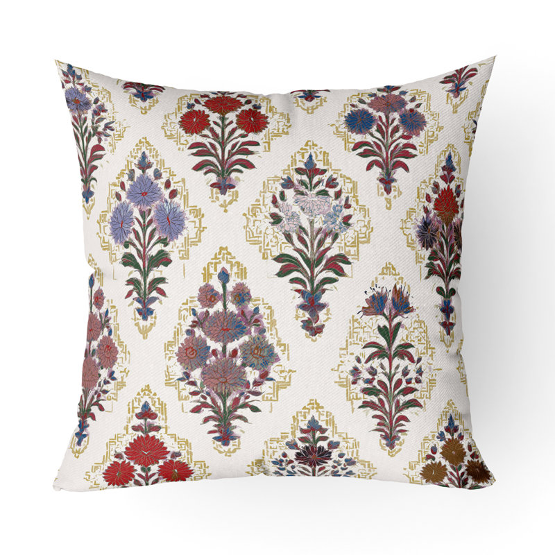Mughal Court Lattice Indoor/Outdoor 16x16, Square 16", Cream/Terracotta