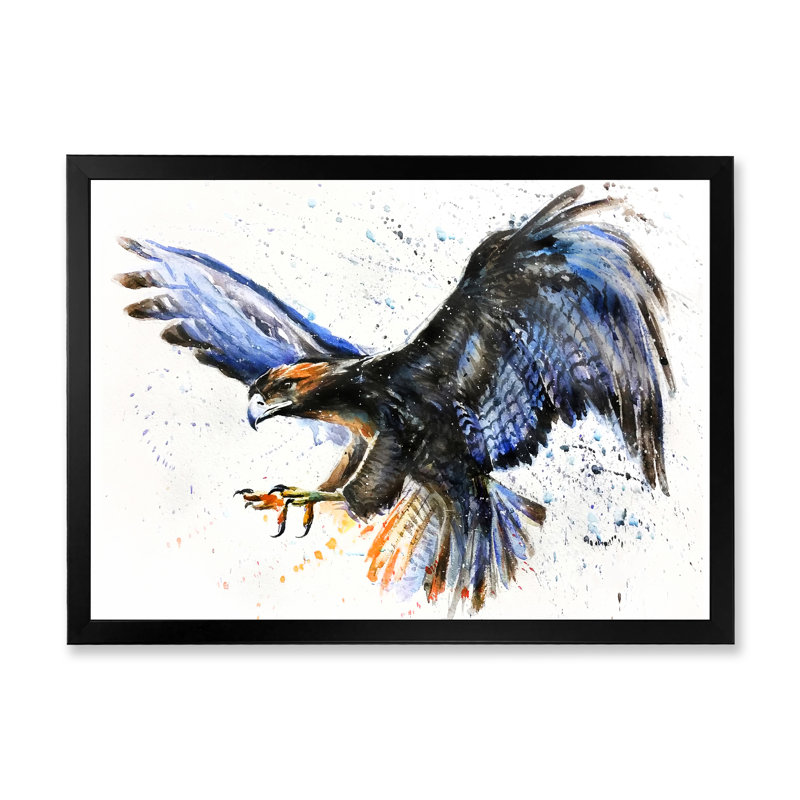 Art mural sur toile aigle, reproduction d'oiseau de proie - chasseur d'aigle, Cadre photo noir, H 8 po x l 12 po x P 1 po