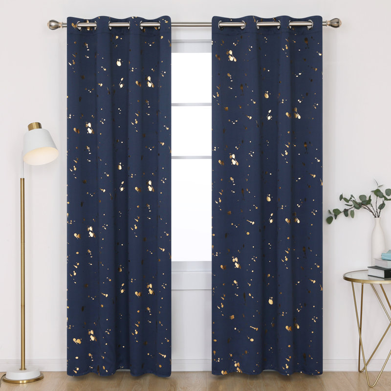 Paire de rideaux Girlie, L 52 po x L 54 po, Bleu marine