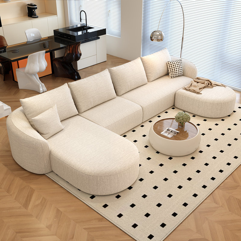 Ensemble de canapé modulaire Boneless, H 33,86 po x l 138,6 po x P 72 po, Orienté à gauche (vu de face), Blanc