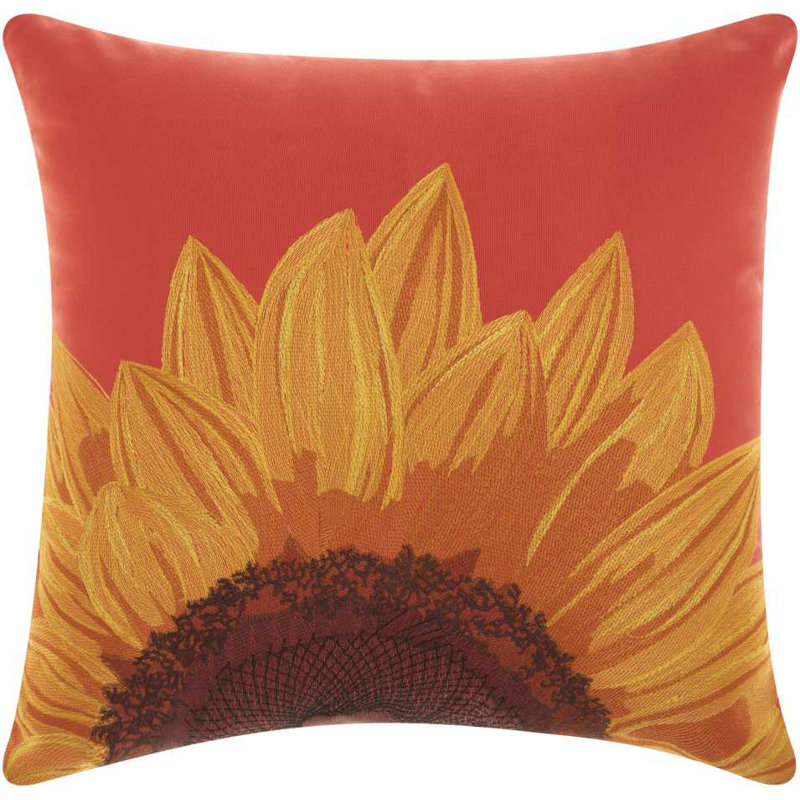 Embroidered Outdoor Throw Pillow, Red/Yellow