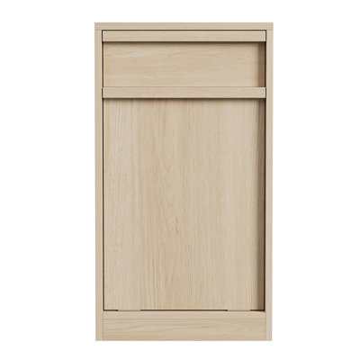 Double Tilt-Out Wooden Trash Can Cabinet, 20 Gal Pet-Proof Garbage Organizer with Storage Drawer, Natural