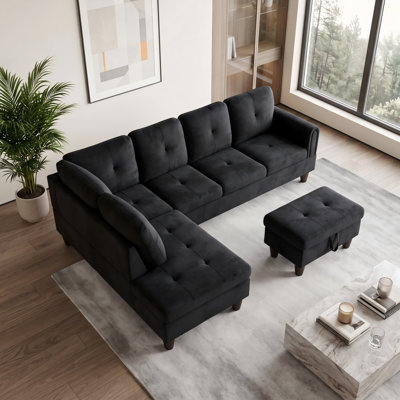 Canapé modulaire rembourré réversible avec repose-pieds