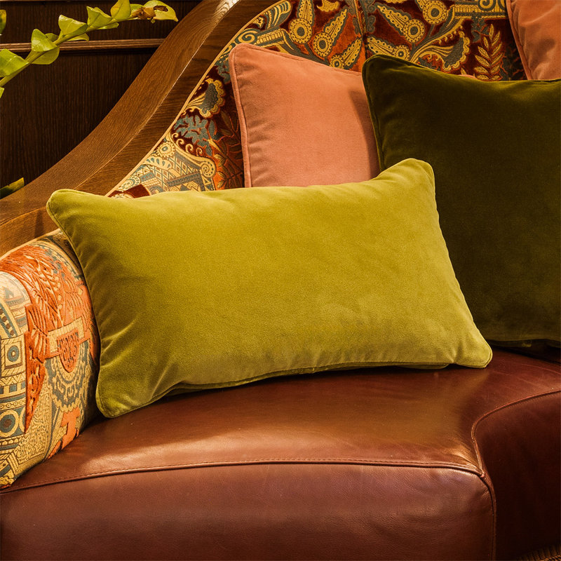 DIVAN Velvet Pillow Cover & Insert, Light Green, Rectangle 13"H x 22"W
