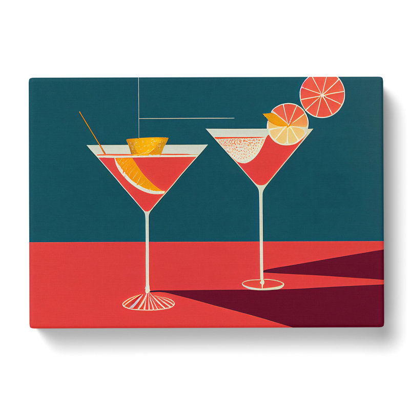 Retro Cocktail Art - Wrapped Canvas Print, 35cm H x 50cm W x 3cm D