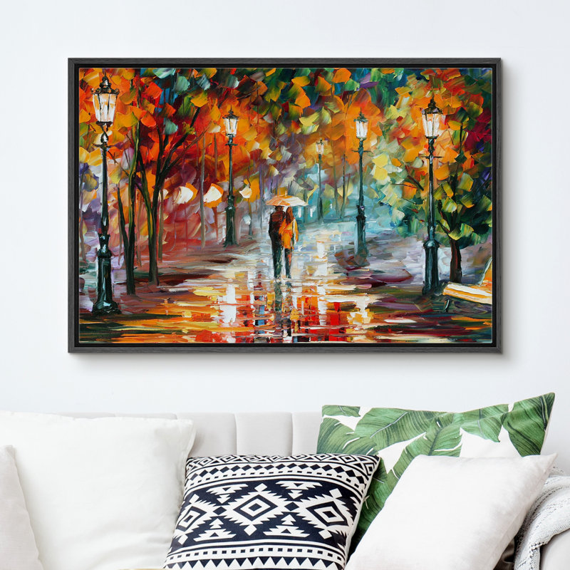 Impression de toile de paysage orange sur fond de feuilles de forêt d'automne orange pour le décor de chambre à coucher M05