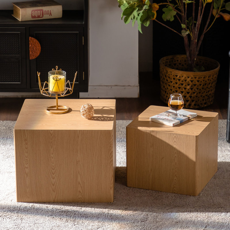 2 pièces, tables d'appoint gigognes, grain de bois lisse, café d'appoint moderne et élégant, peu d'entretien, polyvalent