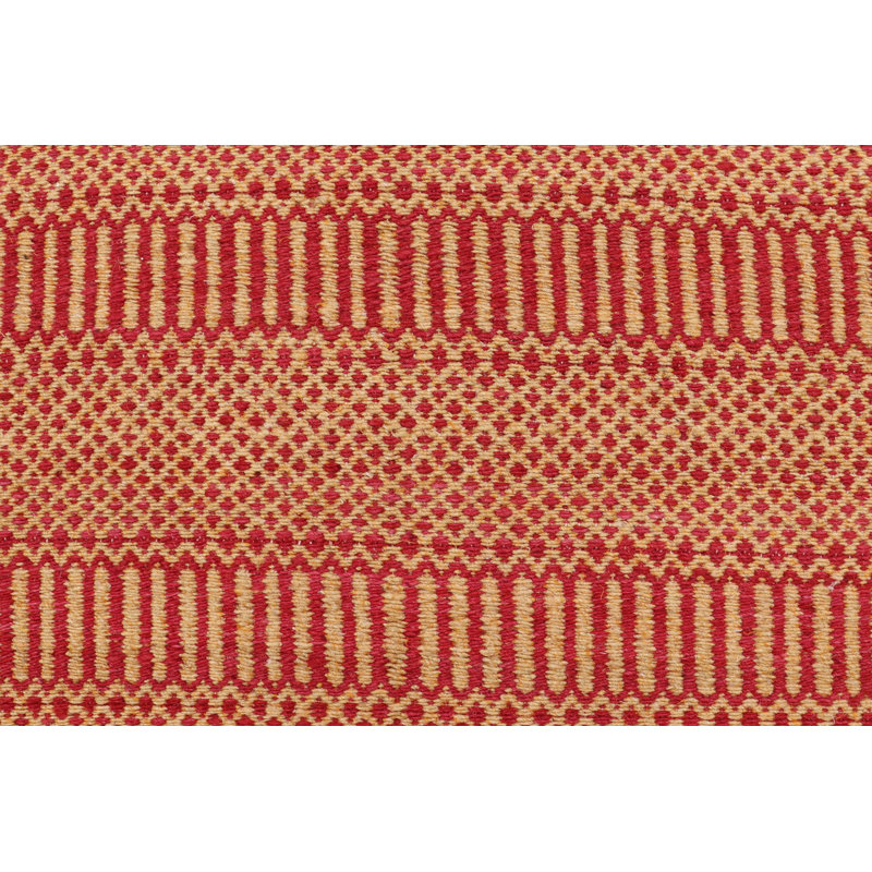 Tapis rouge / beige en laine tissé à la main à motif géométrique 3 pi 5 po x 7 pi Peltier
