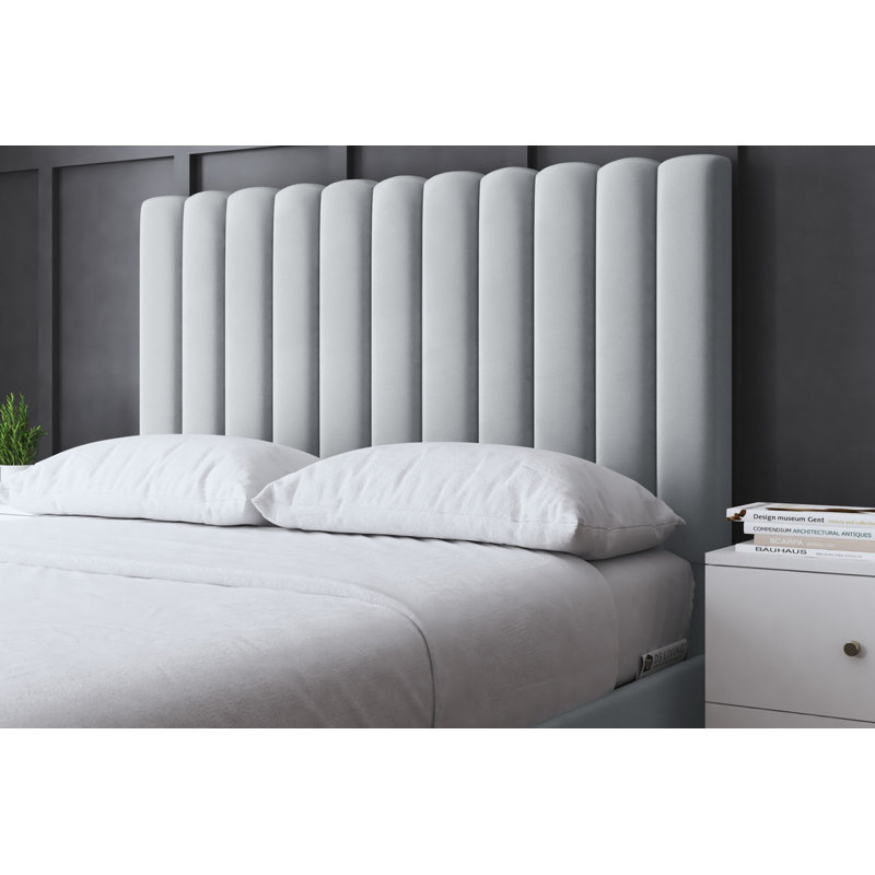 Evangeline Panel Bed with Headboard, Silver, Single (3')