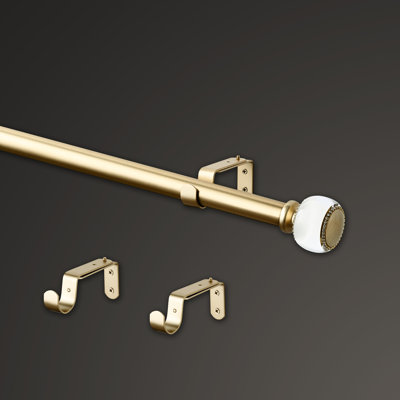 Mode Premium Collection 1 1/8 in Diameter Curtain Rod Set with Brilliant Doorknob Finials and Steel Wall Mounted Adjustable Rod
