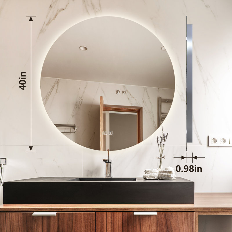 Miroir de salle de bain Naliyah, 40 po x 40 po