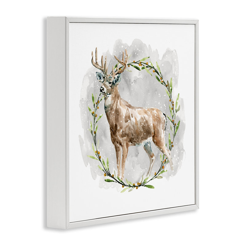 Art rustique, cerf avec couronne, estampe numérique par Carol Robinson, Giclée encadrée blanc bord de mer, H 24 po x l 24 po