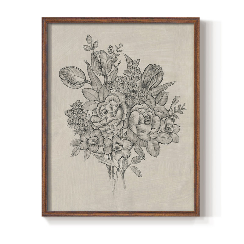 Floral Bouquet II, reproduction encadrée - bois massif, Brun, H 28 po x l 22 po