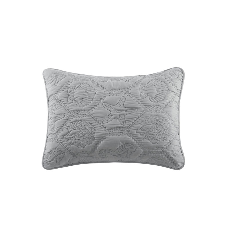 Gray King Reversible Microfiber Quilt Set with Embossed Design