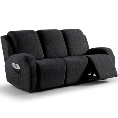 Housse pour canapé à 3 places en jacquard doux avec housse de canapé extensible 8 pièces Tiba, protège-meubles lavable à la machine avec poches latérales Tiba