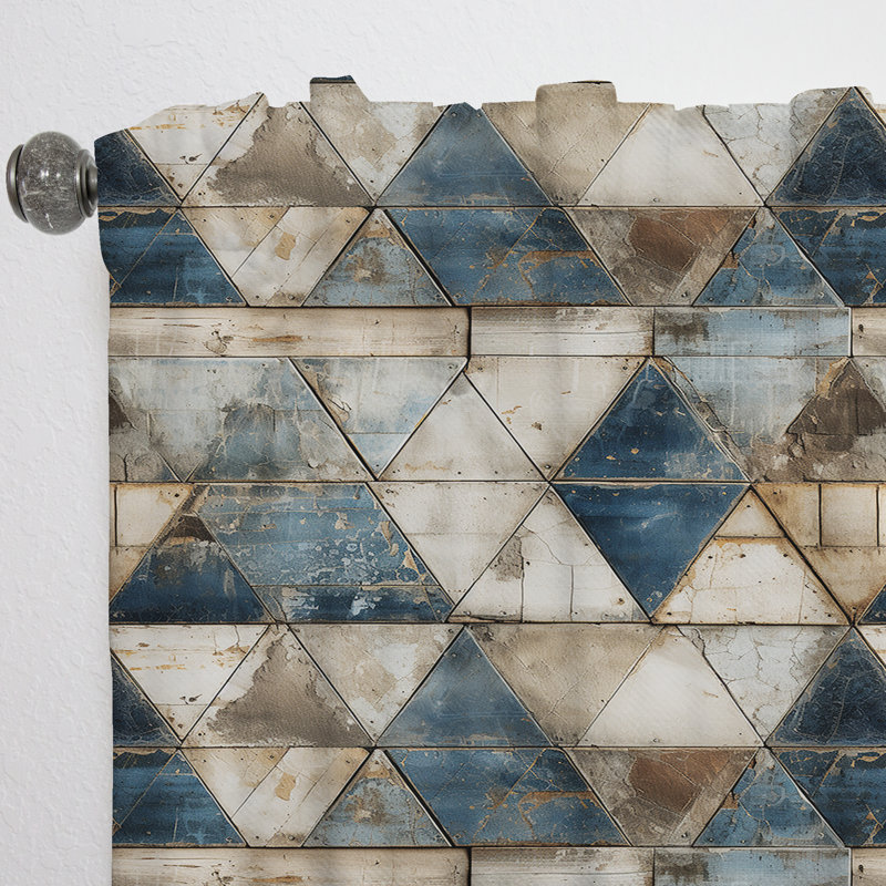 Rustique Cobalt Triangle Symphony III - Rideau obscurcissant géométrique abstrait - 1 panneau, L 52 po x L 63 po