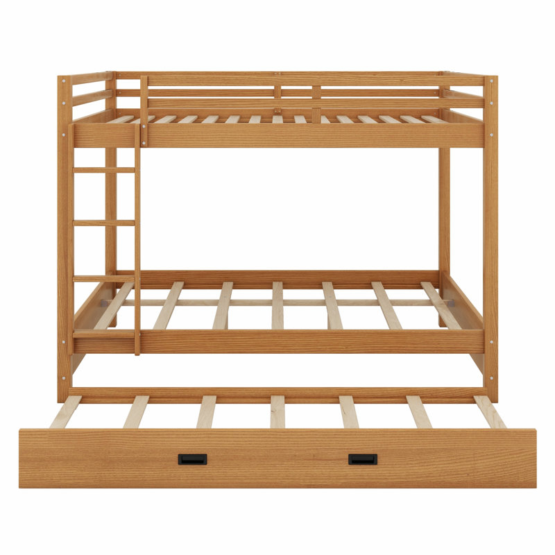 Lit superposé en bois avec échelle et lit gigogne, Bois