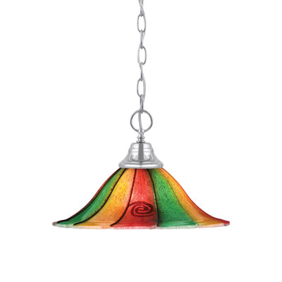 Luminaire suspendu à chaîne Barrion avec verre Mardi gras 16 po