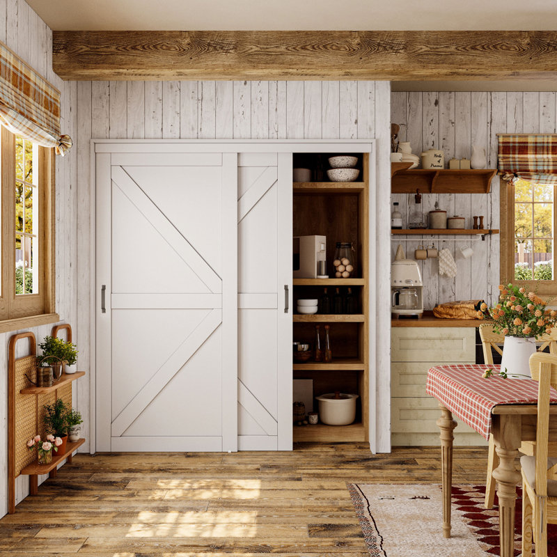 Portes coulissantes à panneau H 80 "pour garde-manger et garde-robe avec quincaillerie et poignées, 72 po x 80 po