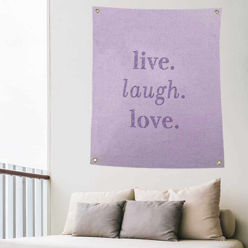 Tapisserie en polyester de rires d’amour en temps réel en polyester, H 36 po x l 26 po, Mauve