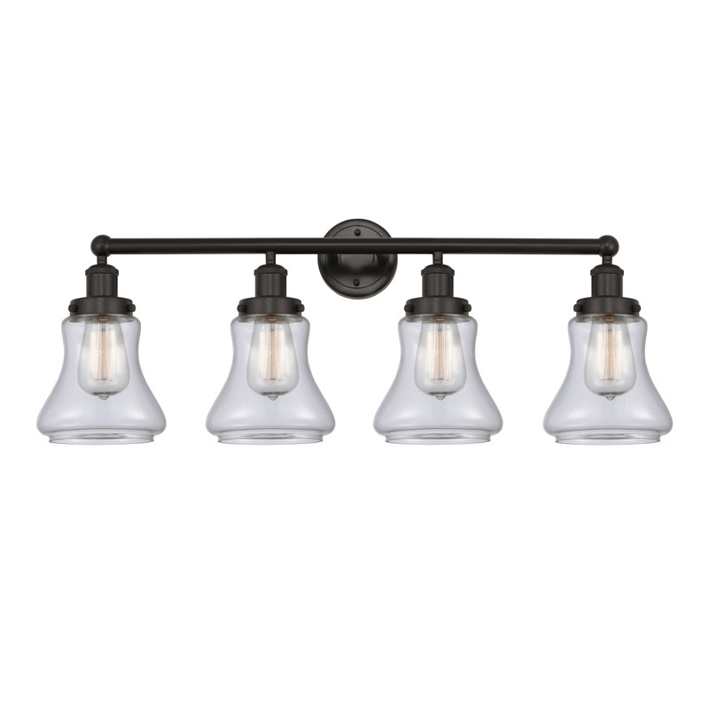Éclairage pour meuble-lavabo à 4 lumières à intensité variable Asadbek, Bronze huilé, Transparent