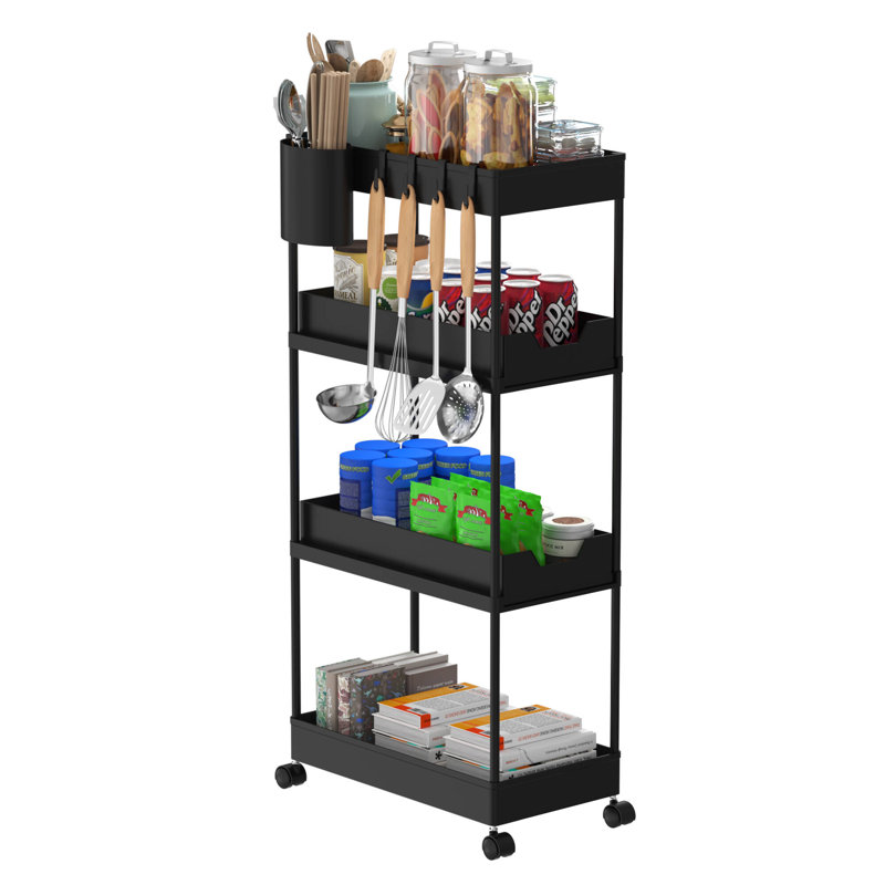 33.07'' H x 15.35'' W Utility Cart with Wheels, Black