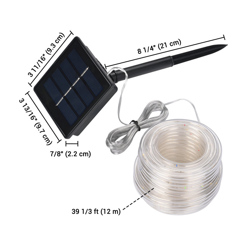 Evaughn 120 - Bulb 480'' Solar Powered LED Rope String Light, Purple