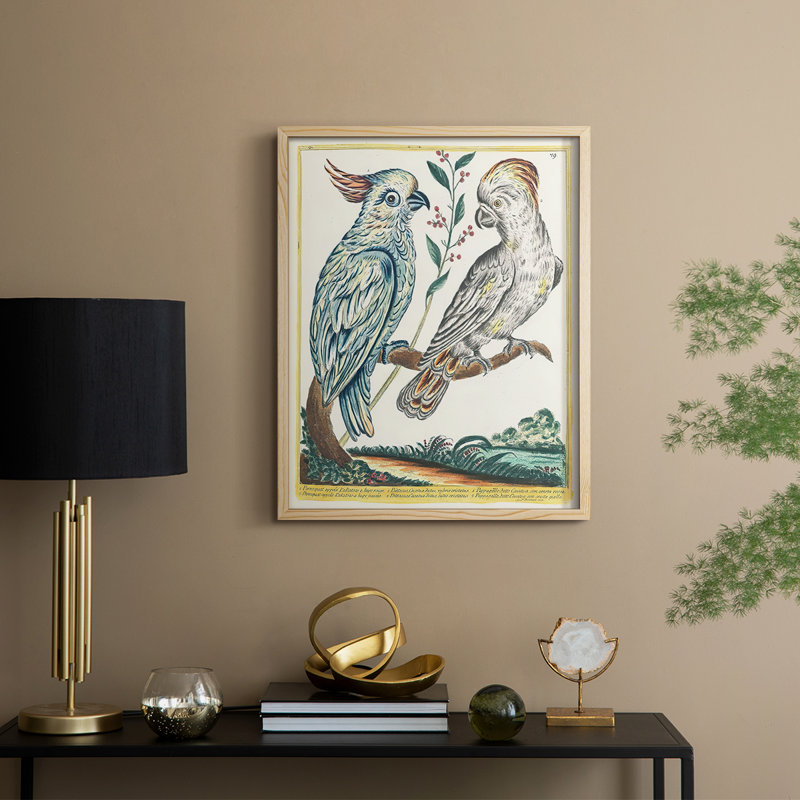 «Pastel Birds I», reproduction encadrée - bois massif