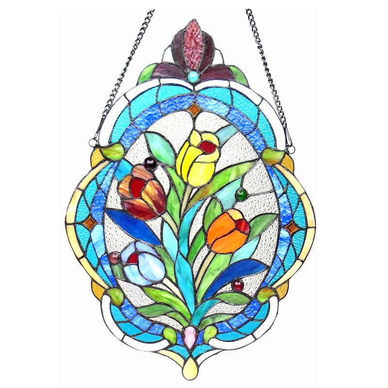 Stained glass wall art - Floral And Plants Window Panel