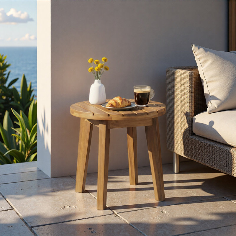Outdoor 16" Acacia Wood Side Table, Teak